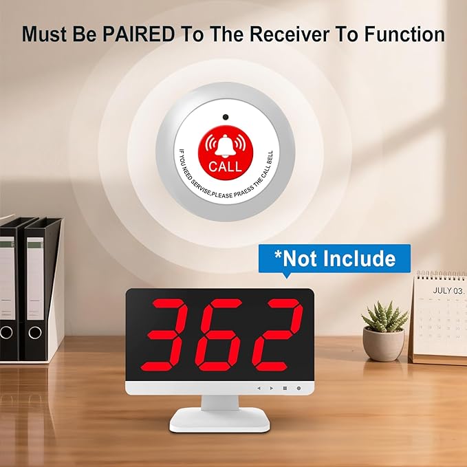 Nurse Call System,Wireless Caregiver Pager Calling System,1000ft, 1 Alert Emergency Call Button for Medical Clinic Nurses Station Home Hospital Assisted Living(Without Receiver