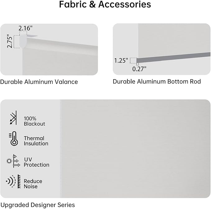 Motorized Coupled Shades, Blackout Smart Blinds for Large Windows Automatic Blinds Compatible with Alexa, Motorized Roller Shades Customized for Bedroom Home Office(Blackout-Vinyl Light Grey)