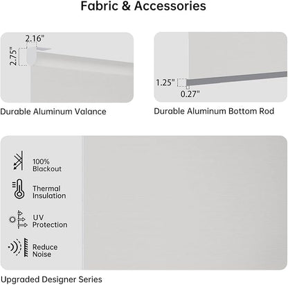 Motorized Coupled Shades, Blackout Smart Blinds for Large Windows Automatic Blinds Compatible with Alexa, Motorized Roller Shades Customized for Bedroom Home Office(Blackout-Vinyl Light Grey)
