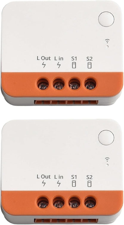 for Zigbee 3.0 Two-Way Relay Smart Switch Module No Neutral Wire Required APP and Voice Control for ZBMINI-L2 for Stair Lights and Scene Automation Supports External Rocker (2PCS)