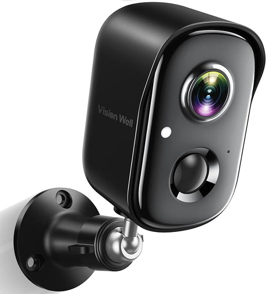 Security Cameras Wireless Outdoor, 2K Indoor Cameras for Home Security Battery Powered, AI Motion Detection, Color Night Vision, 2-Way Talk, Spotlight Siren Alarm, Cloud & SD Storage-Jet Black Camera