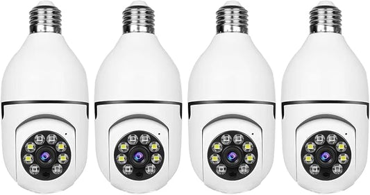 Light Bulb Security Camera -5G& 2.4GHz WiFi 2K Security Cameras Wireless Outdoor Motion Detection and Alarm,Two-Way Talk,Color Night Vision,Human Detection, Bulb Camera Compatible with Alexa 4Pack