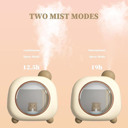 Portable Mini Humidifier, 500ML Cartoon Bear USB Mist Small Humidifier with Colorful Lights, Personal Desktop Humidifier for Bedroom Baby, Portable Humidifier for Office, Plants, Auto Shut-Off