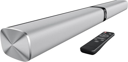 Sound Bar for Smart TV, 80W Soundbar with Bluetooth/ARC/Opt/AUX Connect, Auto Volume Boost, 3 Equalizer Modes, 2 in 1 Detachable Soundbar for TV/PC/Gaming/Projectors