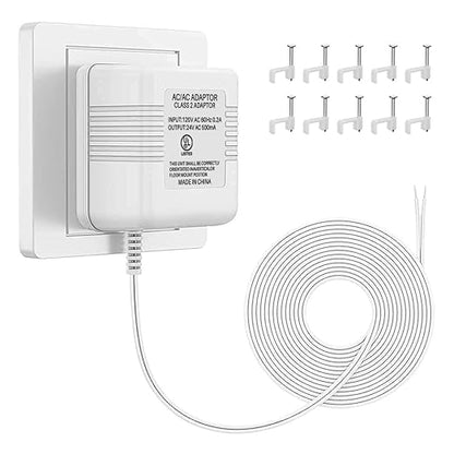 UL Certified Thermostat C Wire 24V Transformer, White Adapter Compatible with Honeywell, Nest, Emerson, Ecobee, Wyze Thermostat and Most Doorbells (26FT Power Cable)