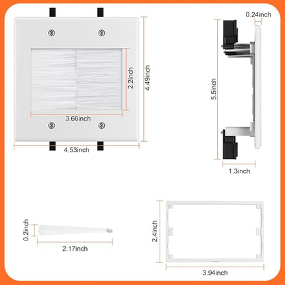 in Wall Cable Management Kit with Brush Wall Plate,AC Outlets & USB-A+USB-C Ports,9ft Cord,Hide Cords Recessed Wall Outlet for TV Cable Management,HDMI Cables and Home Theater Systems