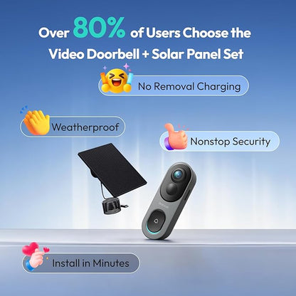 BOTSLAB 5MP Doorbell Camera Wireless with Solar Panel, Nonstop Power Video Doorbell with Head-to-Toe View, No Subscription, AI Motion Detection, VR Mode, 6400mAh Battery, 2.4Ghz WiFi