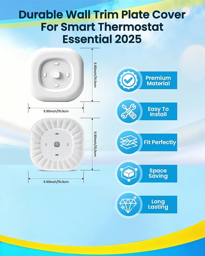 Thermostat Wall Plate Compatible with ecobee Smart Thermostat Essential Trim Kit 2025, 1 Pack, White