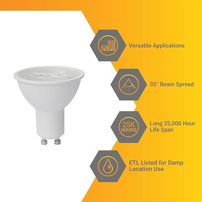 Diodesy- MR16 LED Light Bulb 7W (50W Equivalent) 550 Lumens GU10 Twist & Lock Base 4000K Cool White Dimmable 35° Beam Angle Pack of 6- Energy Efficient for Recessed Landscape Spotlight Track Light