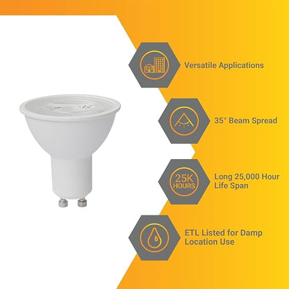 Diodesy- MR16 LED Light Bulb 7W (50W Equivalent) 550 Lumens GU10 Twist & Lock Base 4000K Cool White Dimmable 35° Beam Angle Pack of 6- Energy Efficient for Recessed Landscape Spotlight Track Light