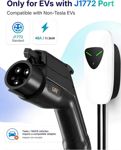 48A Level 2 EV Charger Station Hardwired, J1772 240V 11.5kW WiFi App 25ft | Garage Home Driveway EV Charger,2.4GHz Smart Control,RFID Access,Indoor Outdoor Installation,UL ETL FCC Certified,Overheat