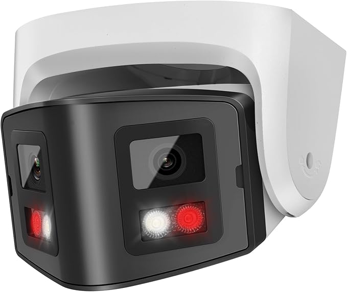 PANOEAGLE 4MP Dual Lens PoE IP Camera Outdoor with 170° Panoramic Wide Angle,Full Color& IR Night Vision,Human Detection,Two-Way Talk, Micro SD Card Slot, IP67, WDR