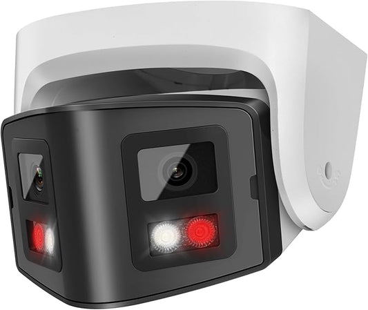 PANOEAGLE 4MP Dual Lens PoE IP Camera Outdoor with 170° Panoramic Wide Angle,Full Color& IR Night Vision,Human Detection,Two-Way Talk, Micro SD Card Slot, IP67, WDR
