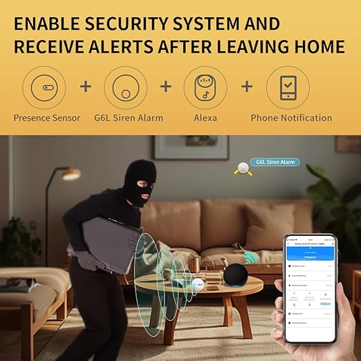 Human Presence Sensor ES1,Smart Motion Sensor with 24G mmWave Radar,Occupancy Sensor Requires Tuya Zigbee Hub for Home Security and Automation,Compatible with Alexa,Smart Life,Z2MQTT,ZHA