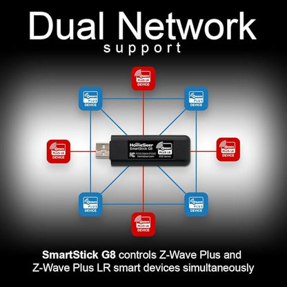 HomeSeer Z-Wave USB Interface/Radio/Dongle (SmartStick G8), 800 Series Mesh & Long Range Z-Wave Technology, Compatible with HomeSeer, Home Assistant, OpenHAB