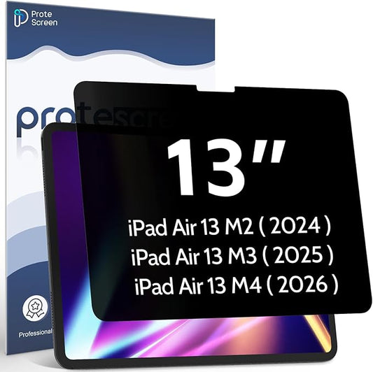 Privacy Screen Protector Compatible With iPad Air 13 Inch 2024-2026 (M2/M3/M4, 6th/7th/8th Gen), Anti Glare Blue Light Spy Filter Private, High Sensitive Bubble-Free Easy Install Black Security Screen Shield