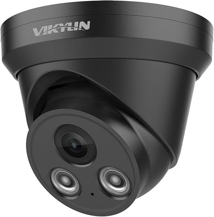 VIKYLIN 4K 8MP IP PoE AI Camera(Black),Security IP Turret Camera with 98ft EXIR2.0 Night Vision,Built-in Mic,Human/Vehicle Detection, 2.8mm Lens,H.265,IP67,NDAA Complaint