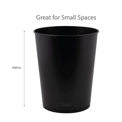 Bath Bliss 5 Liter Small Wastebasket | Round Open Top | Trash Can | Bathroom | Bedroom | Kitchen | Office | Dorm | Disposal Waste Bin | Garbage | Matte Black