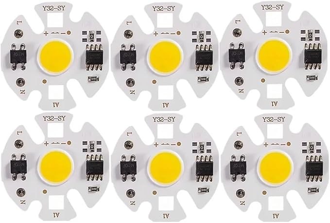 6Pcs Lampada Smart IC LED COB Chip 3W 5W 7W 9W 220V Y32 for DIY LED Light Bulb Downlight Spotlight Need Not Lighting Transformer(White Light,220V_3W)