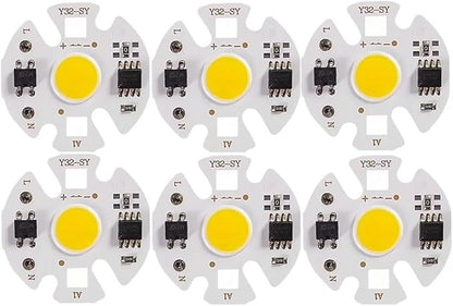 6Pcs Lampada Smart IC LED COB Chip 3W 5W 7W 9W 220V Y32 for DIY LED Light Bulb Downlight Spotlight Need Not Lighting Transformer(White Light,220V_3W)