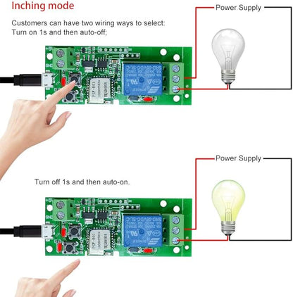 Smilewolf Wifi Switch, USB DC5V Wireless Relay Module Smart Home Automation Modules APP Remote Control Timer Switch Voice Control with Alexa Google Home Access Control System (DC5V1CH)