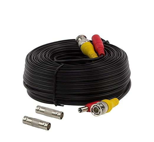 100ft Pre-Made All-in-One BNC Video and Power Cable with Connector for Surveillance CCTV Security Camera Video System - Black