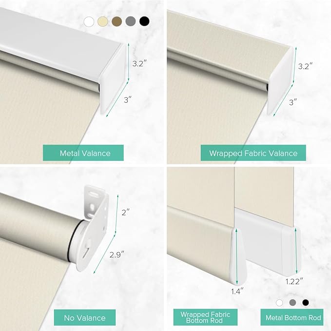 Motorized Roller Shades, 10O% Blackout Remote Control Custom Window Shades Compatible with Alexa Google Assistant via RF Hub, Rechargeable Electric Blinds for Windows (Fabric Beige)