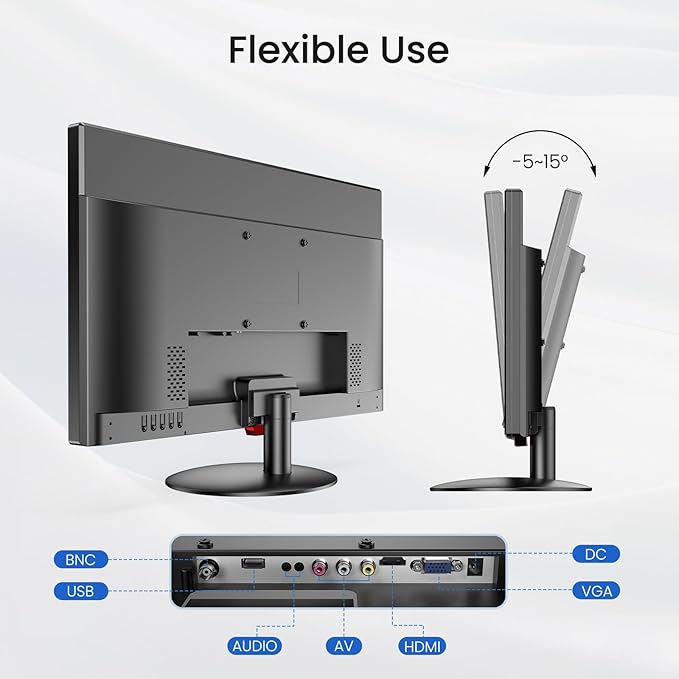Eyoyo Security Camera Monitor 22-inch, 1080P FHD 75Hz LED PC Screen with HDMI VGA AV BNC USB Inputs, Built- in Speakers, Video Monitor for CCTV NVR DVR