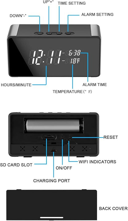 WiFi Wireless Mini Security Camera, Full HD 4K/2K/1080P Surveillance Cam for Home Safety Support 5G&2.4G with Night Vision and Motion Detection, APP Control with SD Storage