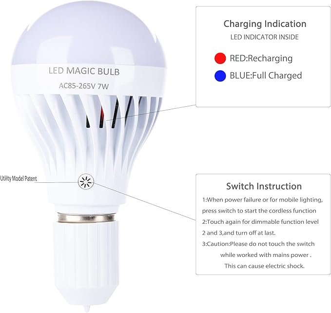 BSOD LED Magic Bulb, 7W Warm White Emergency Light with Remote Controller and Rechargeable Built-in Battery E26 Lamp for Home Indoor Power Outages Lighting (Warm White)