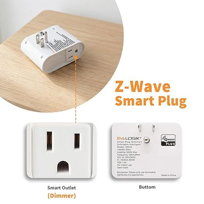 Zwave Smart Light Dimmer Plug, Plug-in Socket, Built-in Repeater, Z Wave Hub Required, Works with SmartThings, Wink, Alexa, Google Assistant