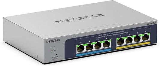NETGEAR 8-Port Multi-Gigabit PoE Ethernet Smart Managed Switch (MS108TUP) | With 4 x 2.5G Ultra60 PoE++ and 4 x 2.5G PoE+ Ports @ 230W, Optional Insight Cloud Management, Desktop or Wall Mount