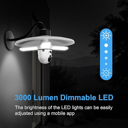 KERUI 2K Light Bulb Camera Outdoor Indoor, 360° Auto Tracking PTZ WiFi Security Camera with Dimmable LED Light, Color Night Vision, AI Motion Detection, Two-Way Audio, E27 Screw in Light Socket