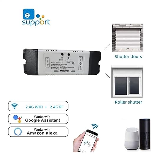 2CH WiFi RF Wireless Switch Relay,Inching Self-Locking Interlock Mode,Ewelink App Remote for Access Control Smart Garage Door,Compatible with Alexa Goolge Home (USB 5V AC 85-250V)
