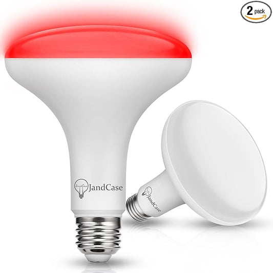 JandCase Christmas Light Bulbs, Red BR30 Flood Light Bulb, 11W(100W Equivalent) LED Recessed Light Bulbs, 900lm, Non-Dimmable, E26 Base, 2 Pack,Christmas Decor