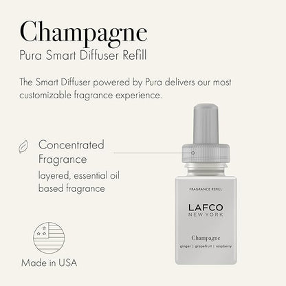 LAFCO New York Pura Smart Device Refill, Champagne - Pack of 2 - Vial Delivers Up to 2 Weeks of Fragrance Life - Made in the USA