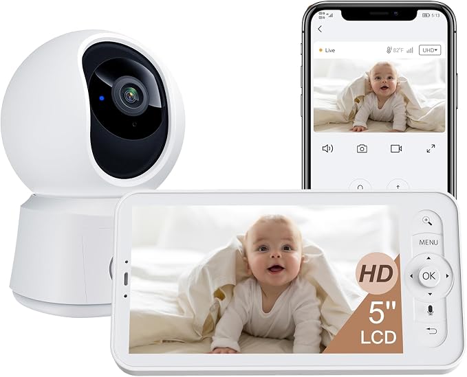 ARENTI Baby Monitor B2 Kit, WiFi 6 Camera, 5'' Upgraded Wireless Display