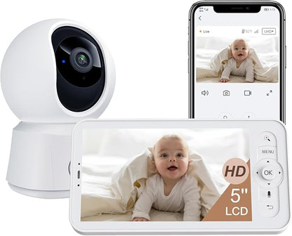 ARENTI Baby Monitor B2 Kit, WiFi 6 Camera, 5'' Upgraded Wireless Display