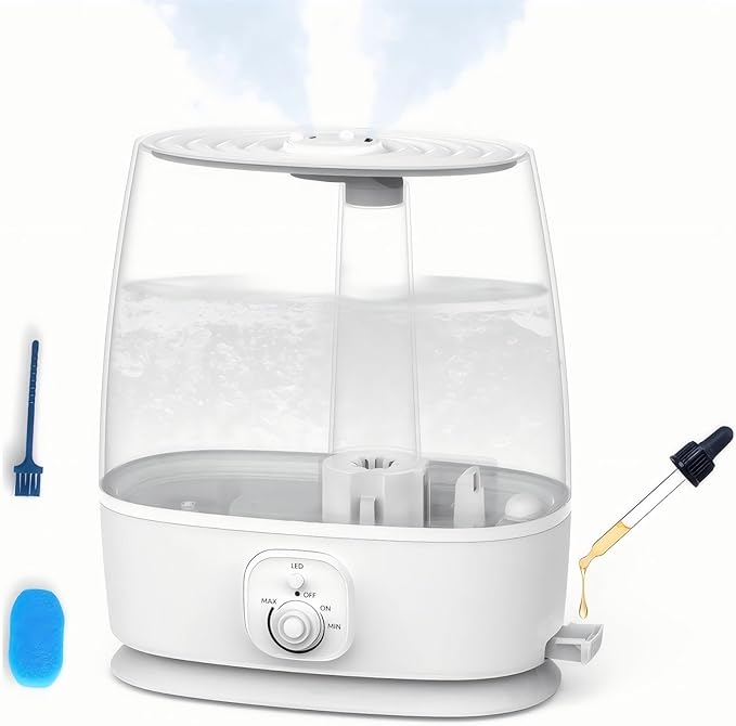 Novaspark 6L Humidifier Large Room 500 Sq Ft, 60H Ultrasonic Cool Mist Top Fill, Whisper Quiet 28dB, Auto Shut-Off, Night Light for Baby Nursery Bedroom Plants - 1.6 Gallon
