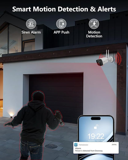 5.5MP & 2-Way Audio Dual Antennas Security Wireless Camera System 3K 5.0MP 1944P Wireless Surveillance Monitor NVR Kits,16Pcs Outdoor WiFi Security Cameras PIR Detection
