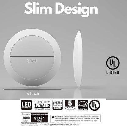 7.5 Inch Disc Light I Dimmable Ceiling Light Fixtures | 5CCT LED Lights 2700K/3000K/3500K/4000K/5000K | Flush Mount Ceiling Light I ETL & UL Certified I LED Lights for Bedroom - 12 Pack