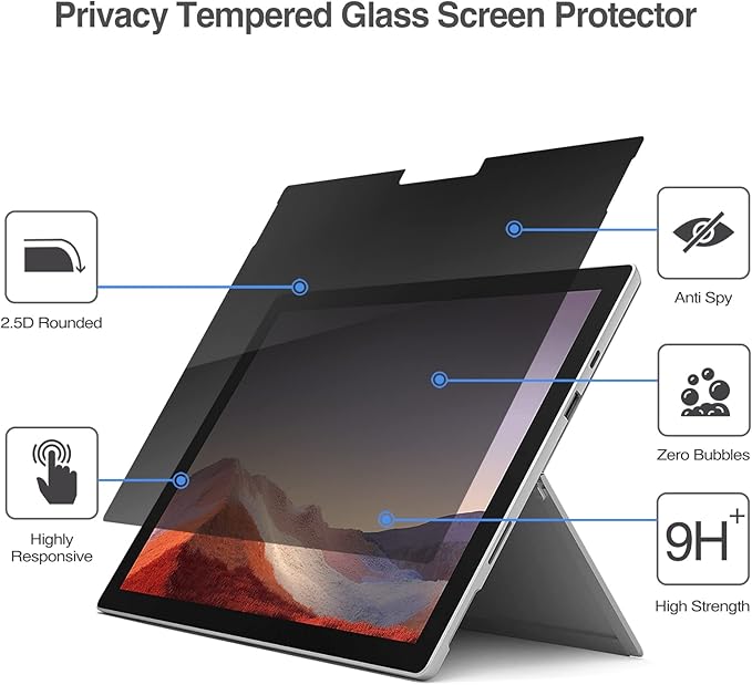 ProCase Privacy Screen Protector - Dark Tempered Glass for 12.3 Inch Surface Pro 7+/7/6/5/4