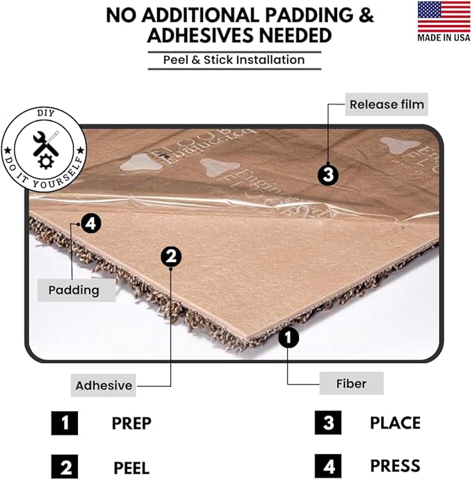 Smart Squares Easy Street Premium Plush Carpet Tiles, Made in USA – 18x18 Peel and Stick Floor Tiles with Attached Padding – Seamless DIY Carpet Squares (22.5 Sq Ft, Pack of 10, 486 Porcelain)