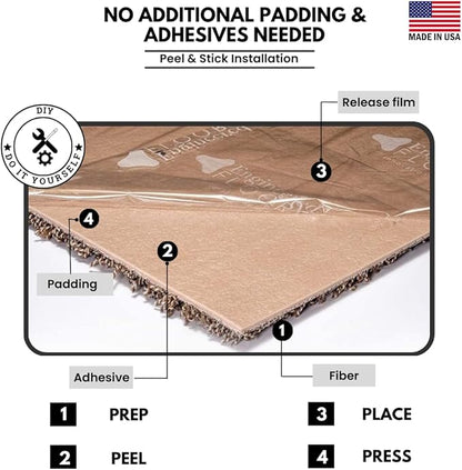 Smart Squares Easy Street Premium Plush Carpet Tiles, Made in USA – 18x18 Peel and Stick Floor Tiles with Attached Padding – Seamless DIY Carpet Squares (22.5 Sq Ft, Pack of 10, 486 Porcelain)