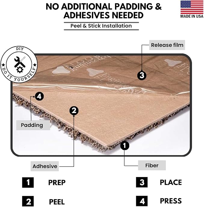 Smart Squares Easy Street Premium Plush Carpet Tiles, Made in USA – 18x18 Peel and Stick Floor Tiles with Attached Padding – Seamless DIY Carpet Squares (22.5 Sq Ft, Pack of 10, 909 Lava)