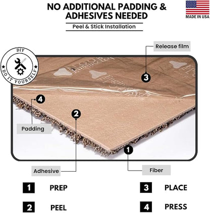 Smart Squares Easy Street Premium Plush Carpet Tiles, Made in USA – 18x18 Peel and Stick Floor Tiles with Attached Padding – Seamless DIY Carpet Squares (22.5 Sq Ft, Pack of 10, 909 Lava)