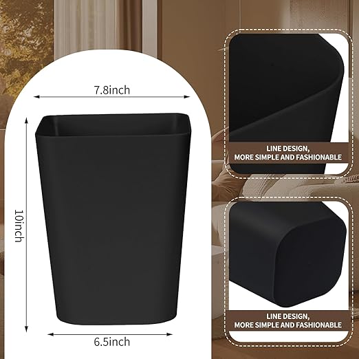 Trash Can - Small Waste basketbin - 1.8 Gallon- for Office,Home,Bathroom,Kitchen - Black