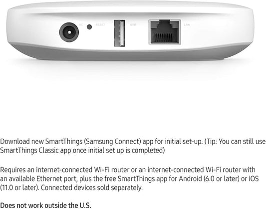 SmartThings Hub 3rd Generation [GP-U999SJVLGDA] Smart Home Automation Hub Home Monitoring Smart Devices - Alexa Google Home Compatible - Zigbee, Z-Wave, Cloud to Cloud Protocols – White
