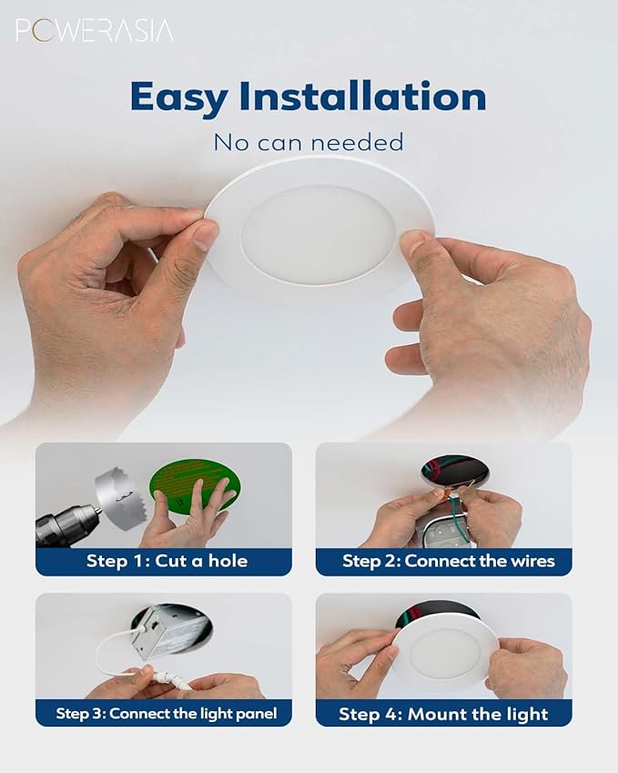 6 Pack Recessed Lighting 8 Inch with Junction Box, 5CCT 8 Inch LED Recessed Lights Dimmable 2700K/3000K/4000K/5000K/6000K, 18W 1400lm Ultra Thin Recessed Lighting - ETL and Energy Star Certified