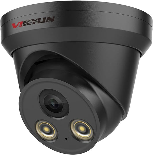 VIKYLIN 8MP Full Color IP PoE AI Turret Camera(Black),F1.0 Aperture 98ft Color Night Vision,Built-in Mic,Human/Vehicle Detection,2.8mm Lens,IP67 4K Security IP Camera